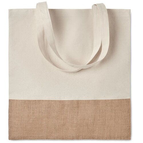 Boodschappentas met jute India tote beige