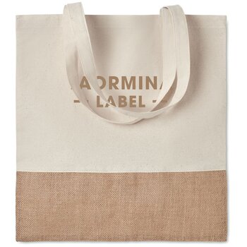 Boodschappentas met jute India tote beige