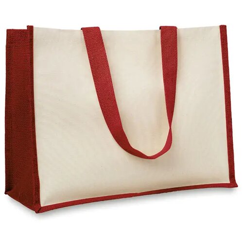 Jute/canvas boodschappentas Rood