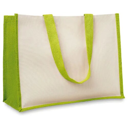 Jute/canvas boodschappentas Limoengroen