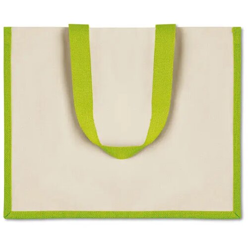Jute/canvas boodschappentas Limoengroen