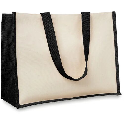 Jute/canvas boodschappentas Zwart