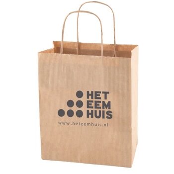 Papieren tas wit en bruin 180 x 220 x 80 mm. ecru Papieren tas wit en bruin 180 x 220 x 80 mm. ecru