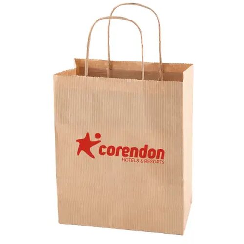 Papieren tas wit en bruin 180 x 220 x 80 mm. ecru