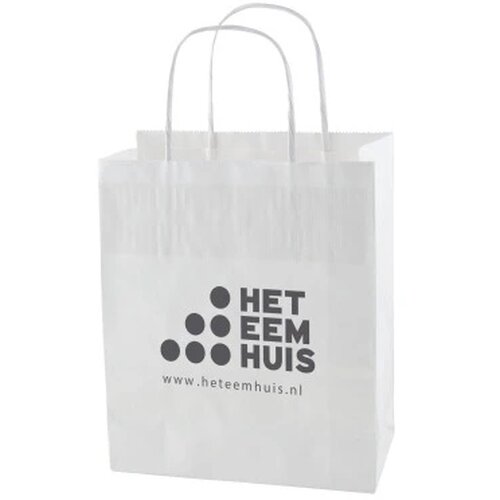 Papieren tas wit en bruin 180 x 220 x 80 mm. wit