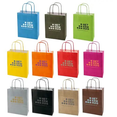 Papieren tas gekleurd 180 x 220 x 80 mm.
