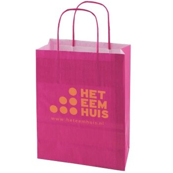 Papieren tas gekleurd 180 x 220 x 80 mm. roze Papieren tas gekleurd 180 x 220 x 80 mm. roze