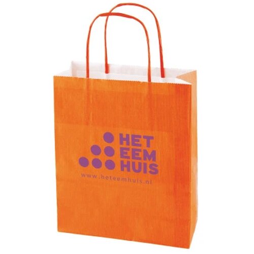 Papieren tas gekleurd 180 x 220 x 80 mm. oranje