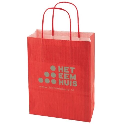 Papieren tas gekleurd 180 x 220 x 80 mm. rood