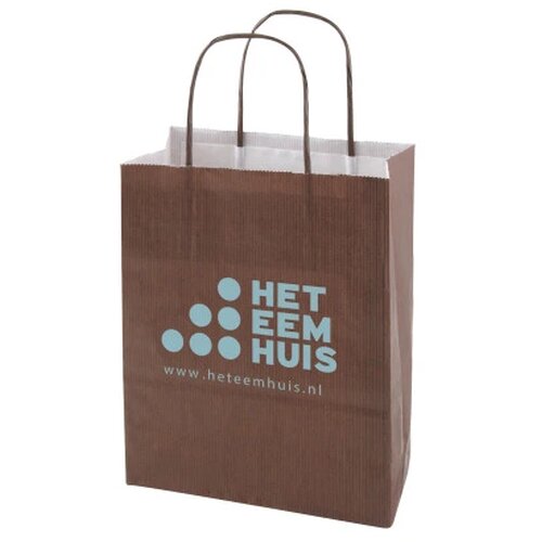 Papieren tas gekleurd 180 x 220 x 80 mm. bruin