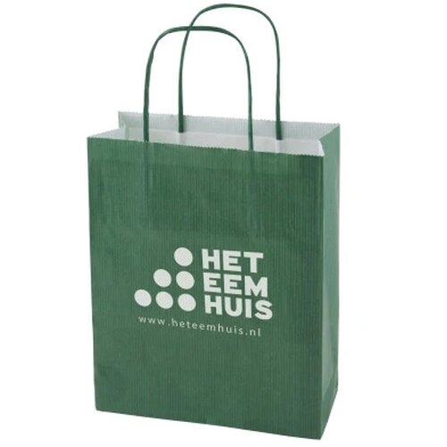 Papieren tas gekleurd 180 x 220 x 80 mm. donkergroen