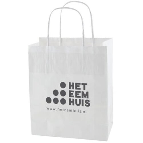 Papieren tas wit en bruin 220 x 310 x 100 mm. wit