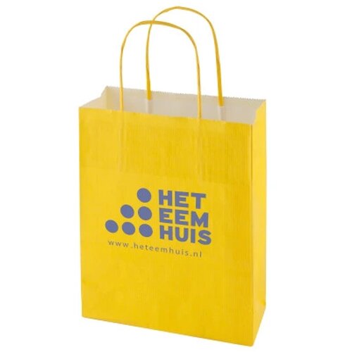 Papieren tas 220 x 310 x 100 mm. gekleurd geel