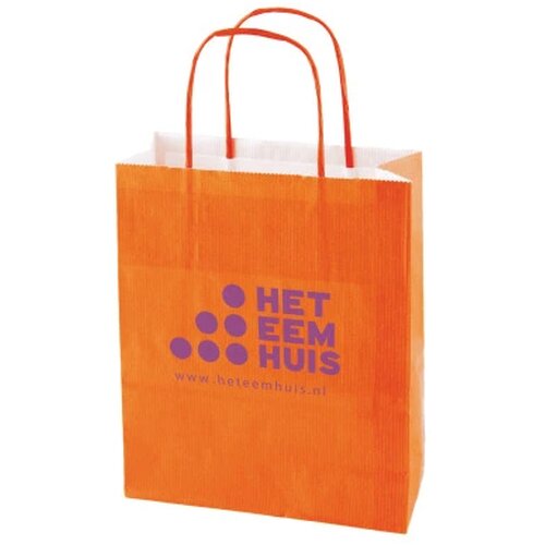 Papieren tas 220 x 310 x 100 mm. gekleurd oranje