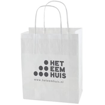 Papieren tas 320 x 410 x 120 mm. wit en bruin wit Papieren tas 320 x 410 x 120 mm. wit en bruin wit