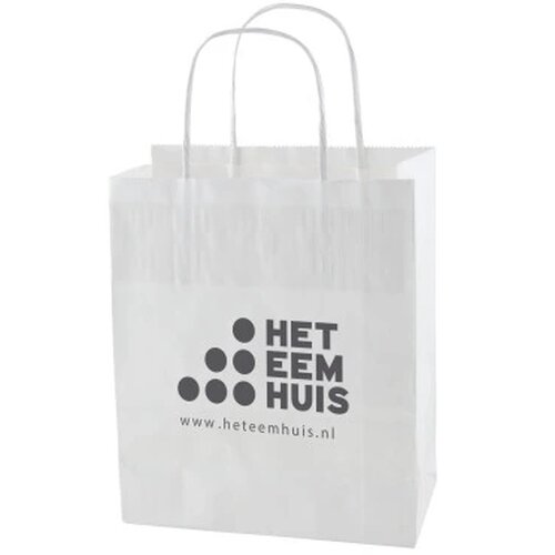 Papieren tas 320 x 410 x 120 mm. wit en bruin wit
