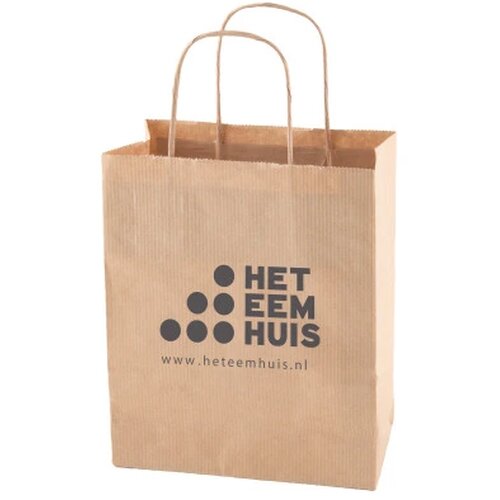 Papieren tas 320 x 410 x 120 mm. wit en bruin ecru