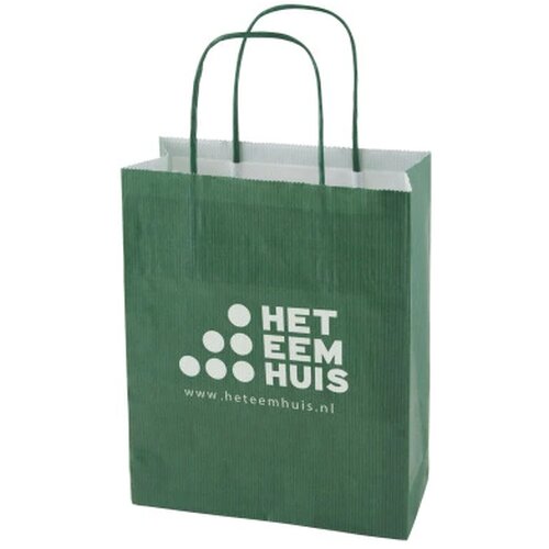 Papieren tas 320 x 410 x 120 mm. gekleurd donkergroen