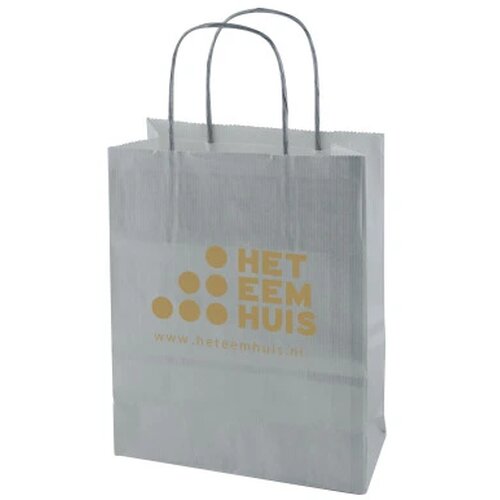 Papieren tas 320 x 410 x 120 mm. gekleurd zilver