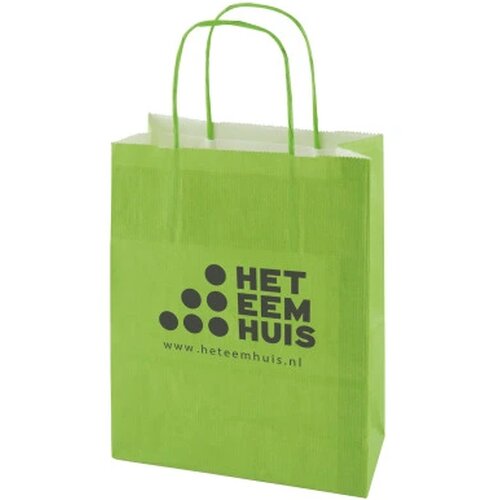 Papieren tas 320 x 410 x 120 mm. gekleurd lichtgroen
