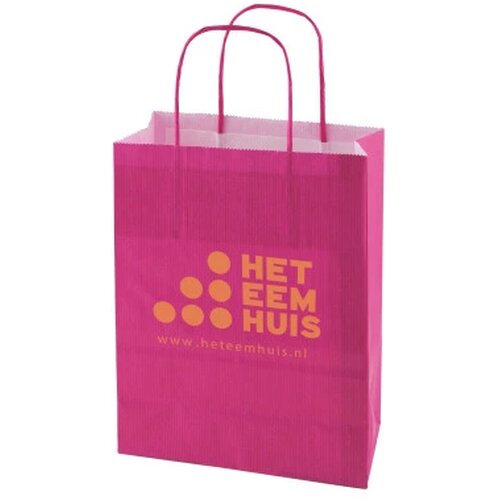 Papieren tas 320 x 410 x 120 mm. gekleurd roze