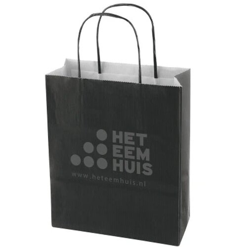 Papieren tas 320 x 410 x 120 mm. gekleurd zwart